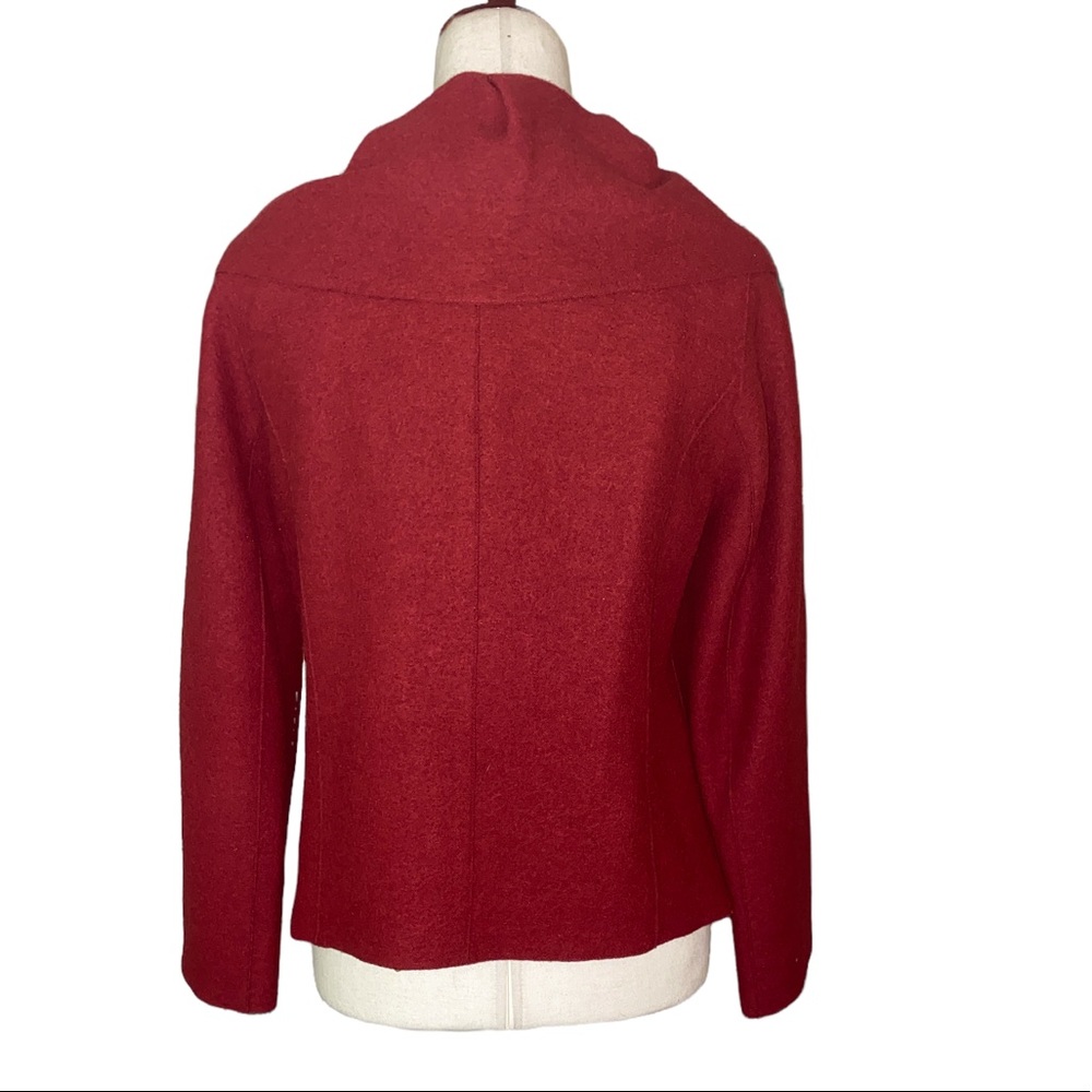 Beyond Threads Alpaca Red Rounded Pleated Jacket Blazer - M - Picture 5 of 11